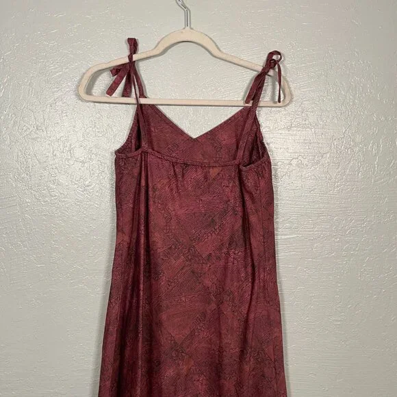 Peruvian Connection Women M Maroon Black Printed Dress Shoulder Tie Strap Cotton - Picture 7 of 9